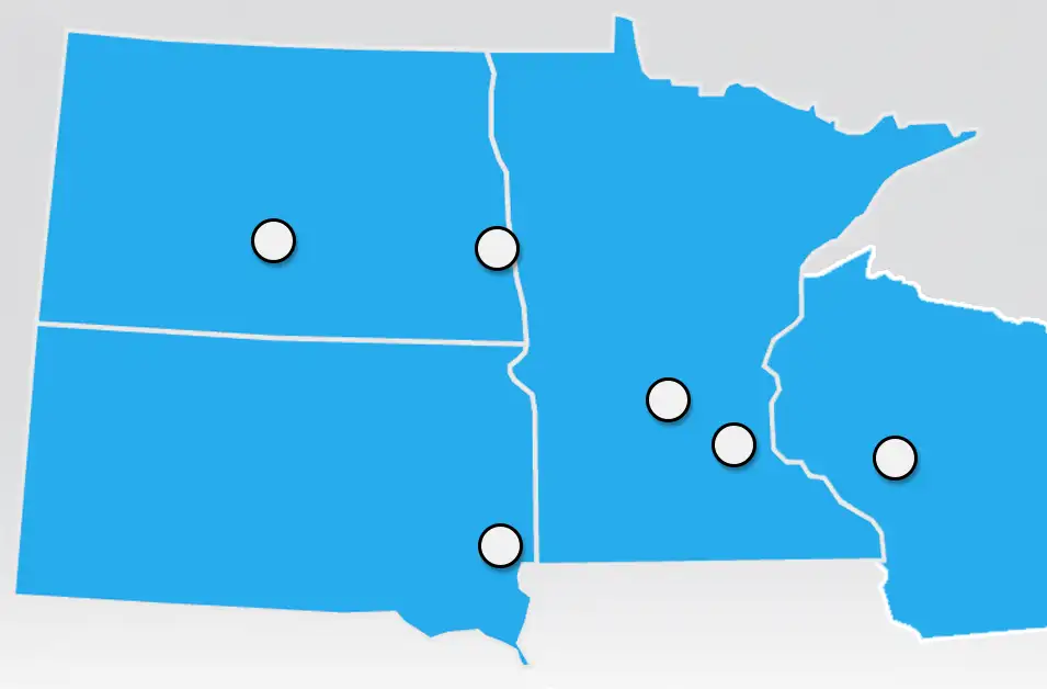 Map of BENCO locations across the Midwest